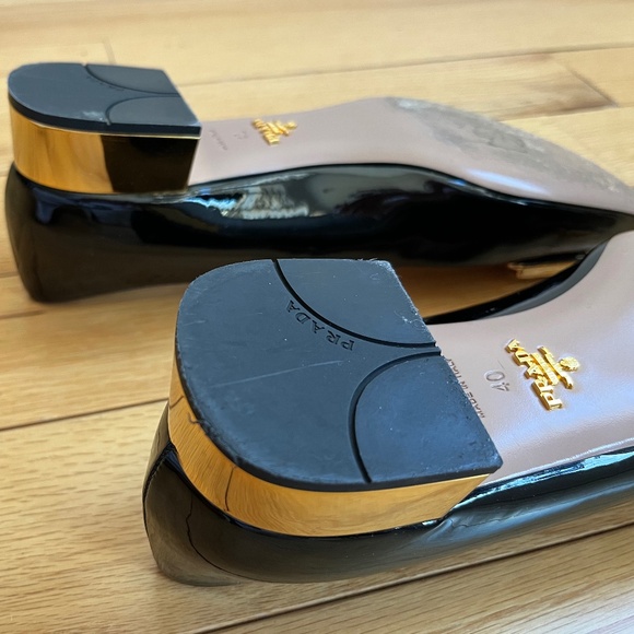 Prada Swarovski Crystal Black Patent Leather Block Heel Pumps Size 10/40 - Picture 9 of 15